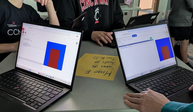 p5.js on the left, Python on the right